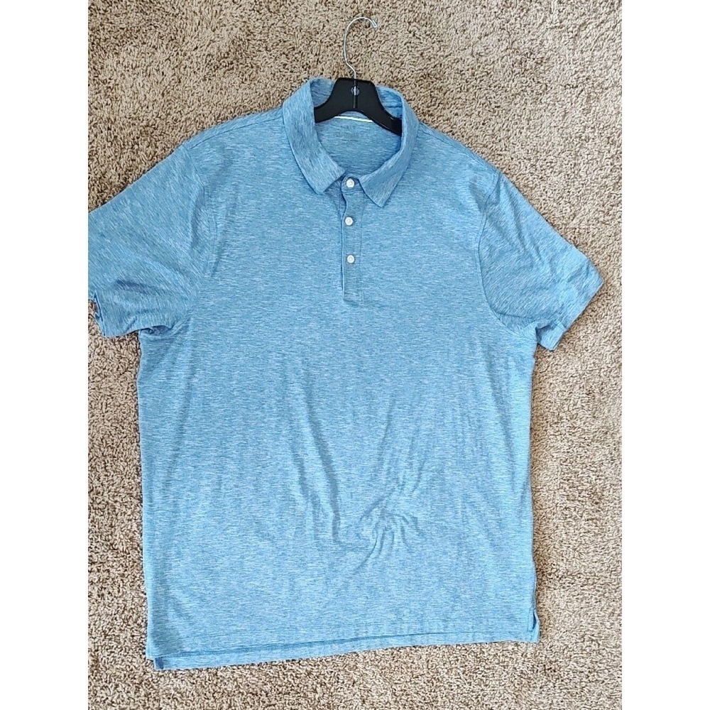 Mens XXL J.Crew Performance Blue Heathered Short Sleeve‎ Polo Shirt Excellent